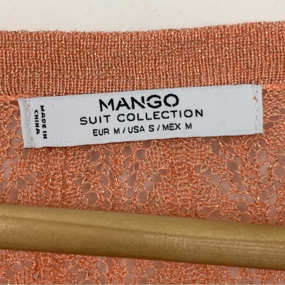 Mango Light Coral Knit Button-Front Women's Sweater Cardigan - Picture 8 of 8